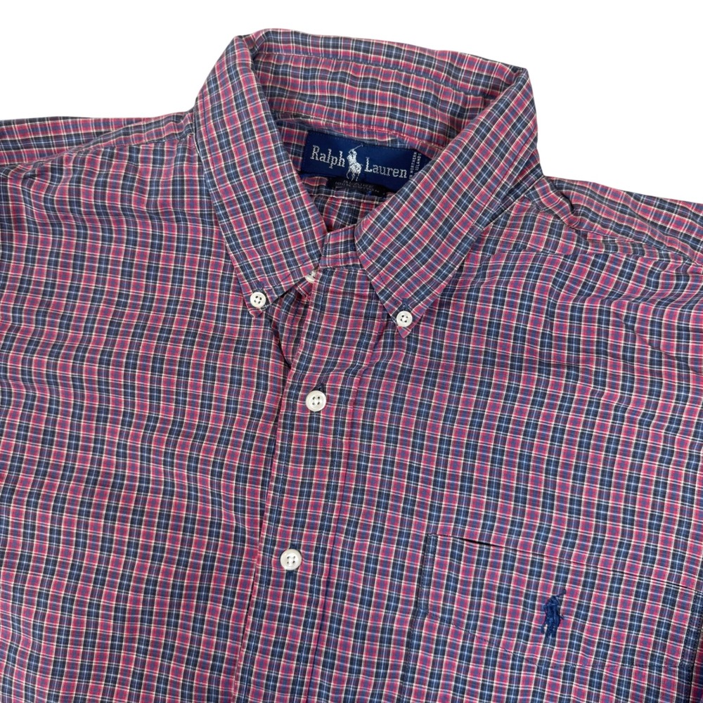 Ralph Lauren Blaire Red‎ Plaid Button Down Shirt Mens XL Long Sleeve Classic Fit
